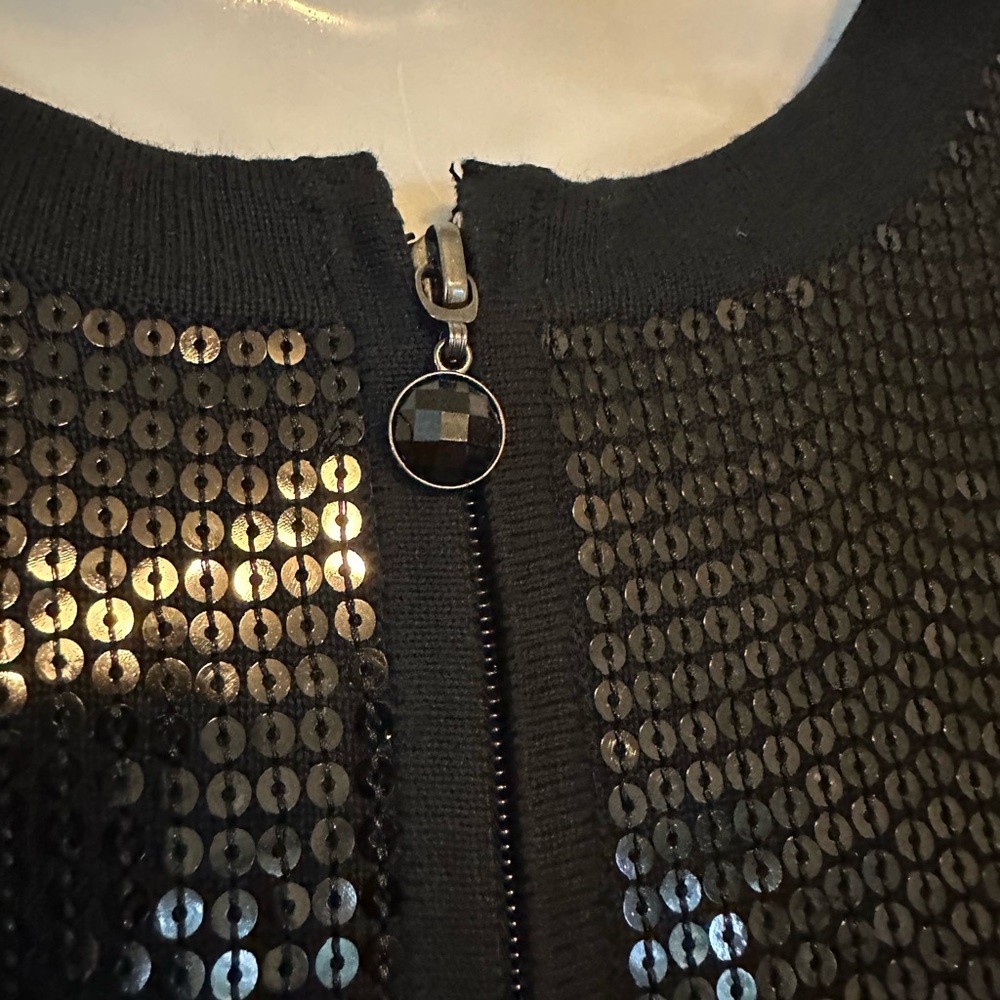 Quacker Factory Size Small Black Sequin Full Zip … - image 2